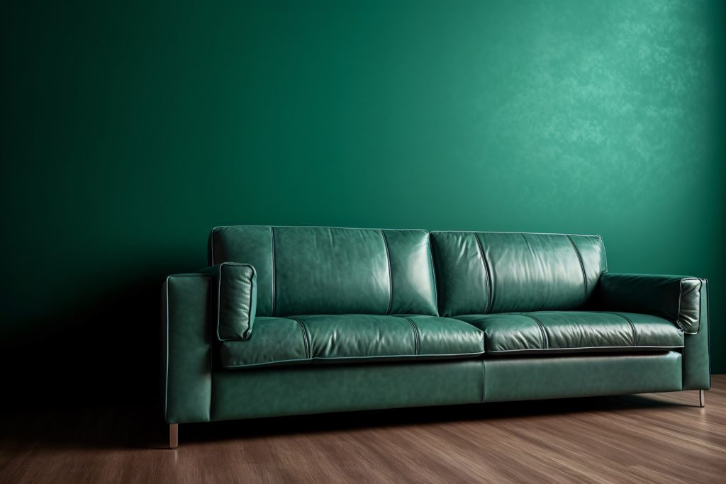 Grön lädersoffa
