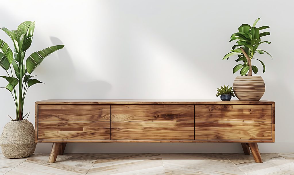 TV-bänk av återvunnet trä