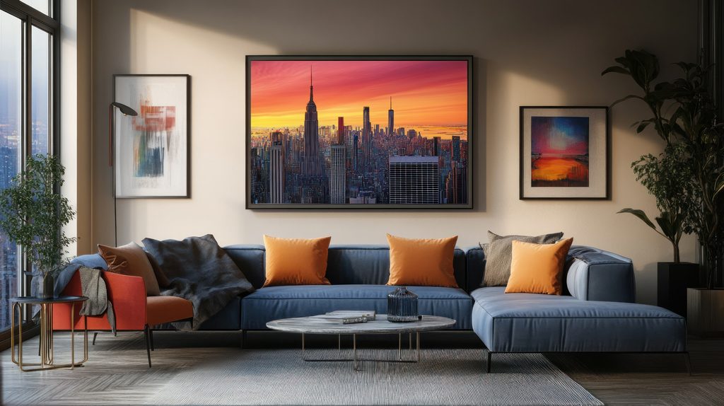 Tavlor ovanför soffa