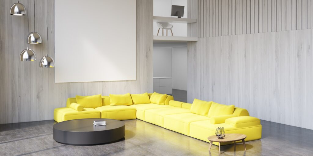 Gul hörnsoffa